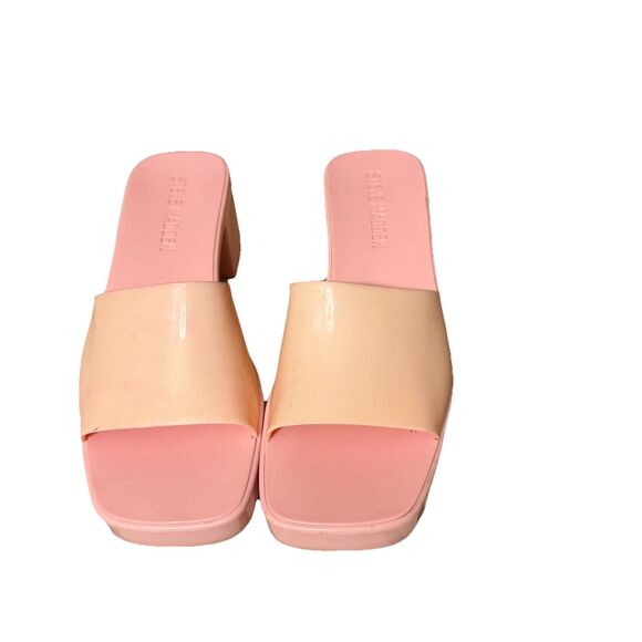 Steve Madden Harlin Women's Size 6 Pink Jelly Block Heels Slip On Sandals - Picture 3 of 5